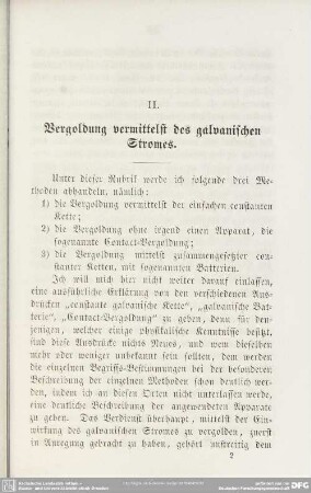 II. Vergoldung vermittelst des galvanischen Stromes