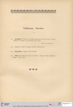 Tableaux, Dessins (Nr. 211 - 214)
