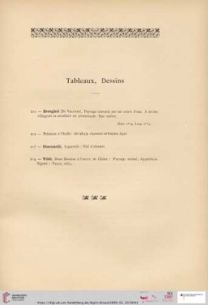 Tableaux, Dessins (Nr. 211 - 214)
