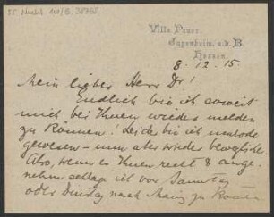 Brief an Ludwig Strecker  an B. Schott's Söhne : 08.12.1915