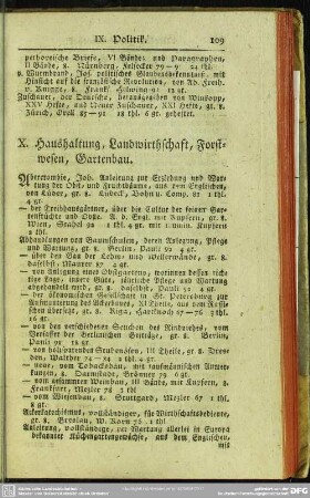X. Haushaltung, Landwirthschaft, Forstwesen, Gartenbau