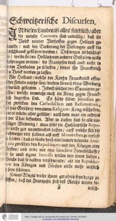Schweizerische Discursen.