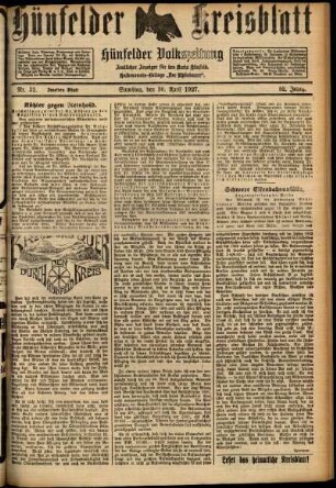 Zweite Ausgabe vom Samstag, den 30. April 1927.