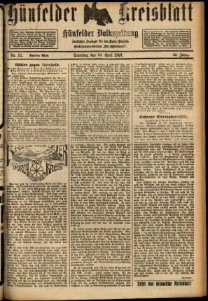 Zweite Ausgabe vom Samstag, den 30. April 1927.