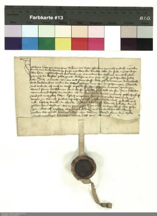 Revers Johanns Löw von Steinfurth bezüglich der Belehnung mit anderthalb Huben Land und einer Mühle in Echzell durch Reinhard [von Weilnau], Abt von Fulda