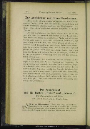 Das Sonnenlicht und die Farben "Weiss" und "Schwarz"