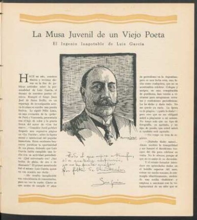 La Musa Juventil de un Viejo Poeta : El Ingenio Inagotable de Luis Gracía ; retrato por Martínez Labat