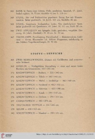 Stoffe- Teppiche (Nr. 368-380)