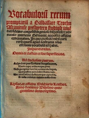 Vocabulorum rerum promptuariu[m]