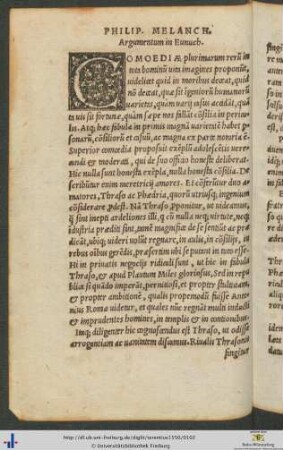 Philippi Melanchthonis Argumentum in Eunuchum