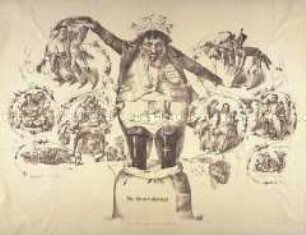 Karikatur mit antisemitischer Tendenz auf den Frankfurter Bankier Rothschild und seine weitreichende politische Einflussnahme durch Anleihenvergabe