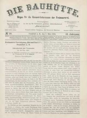 No. 10. Frankfurt a. M., den 7. März 1908. 51. Jahrgang.