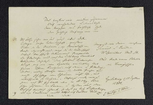 Wilhelm Spiritus. – Heidelberg, 20.09.1808