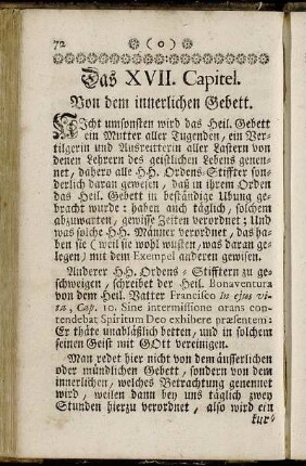 Das XVII. Capitel. Von dem innerlichen Gebett.