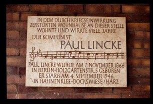 P.Lincke-Tafel 17.8.75.