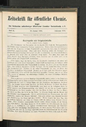 Heft II. 30. Januar 1910. Jahrgang XVI.