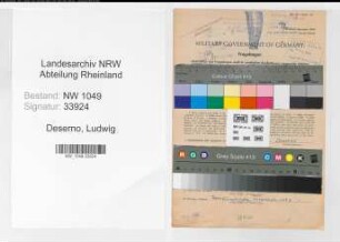 Entnazifizierung Ludwig Deserno , geb. 13.08.1896 (Zugfuehrer)