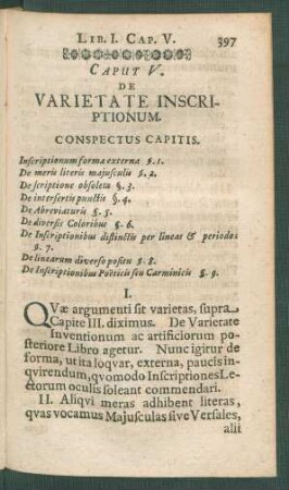 Caput V. De Varietate Inscriptionum.