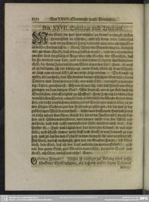 Am XXVII. Sonntage nach Trinitatis