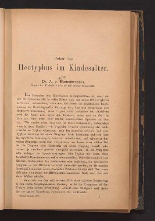 Ueber den Ileotyphus im Kindesalter