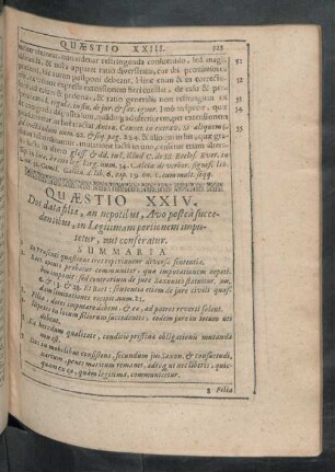 Quaestio XXIV. Dos data filiae, an nepotibus, Avo postea succedentibus, in Legitimam portionem ...