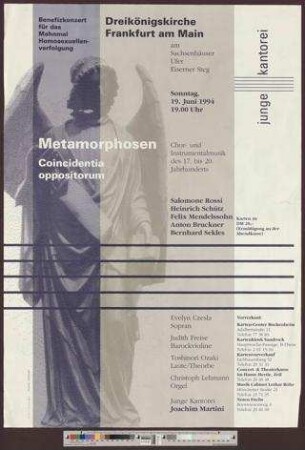 Benefizkonzert für das Mahnmal Homosexuellenverfolgung : Methamorphosa - Coincidentia oppositorium
