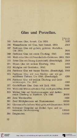 Glas und Porzellan (Nr. 365-424)