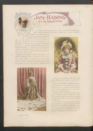 Jane Hading en el Argentino : Dibujo de J. Hohmann