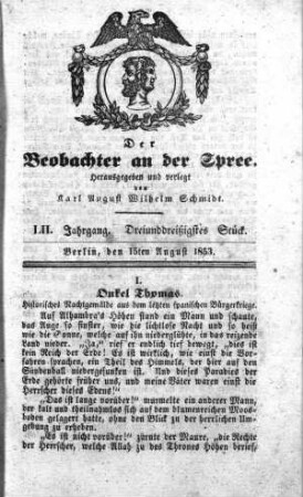 33. Stück, 15. August 1853