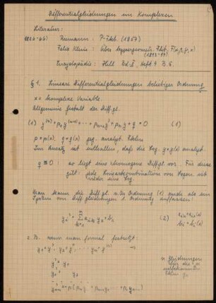 § 1. Lineare Differentialgleichungen beliebiger Ordnung