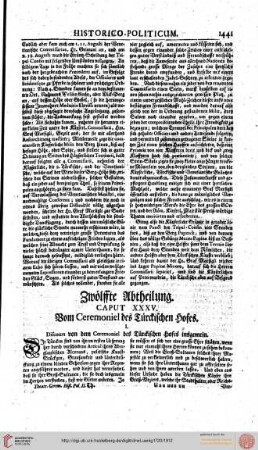 12. Abt./CAP. XXXV. Vom Ceremoniel des Türckischen Hofes