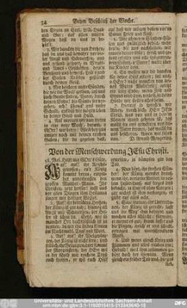 Von der Menschwerdung Jesu Christi.