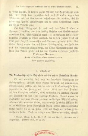 5. Abschnitt. Die Denkmalsprojekte Schinkels und die ersten Entwürfe Rauchs