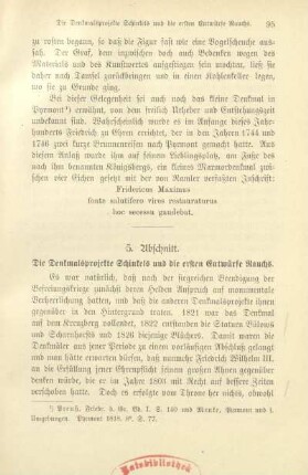 5. Abschnitt. Die Denkmalsprojekte Schinkels und die ersten Entwürfe Rauchs
