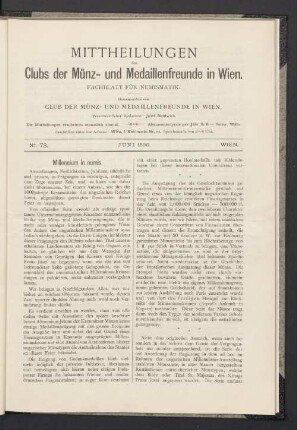 N° 73. Juni 1896. Wien