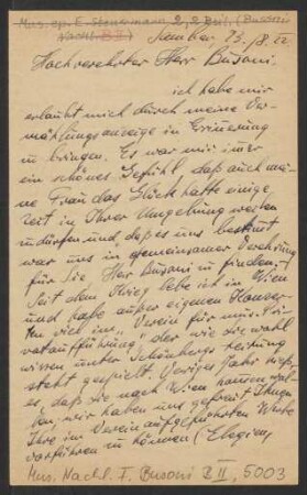 Brief an Ferruccio Busoni : 23.08.1922