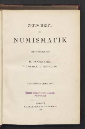 21.1898: Zeitschrift für Numismatik