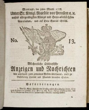 No. 13. Montags, den 30ten Martii 1778.
