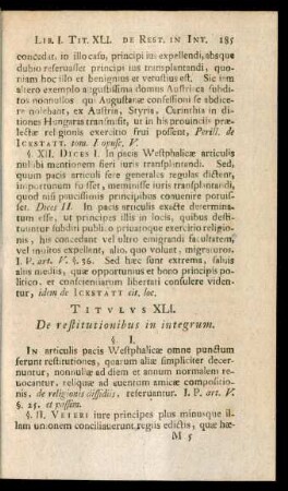 Titulus XLI. De restitutionibus in integrum.