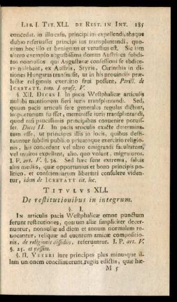 Titulus XLI. De restitutionibus in integrum.