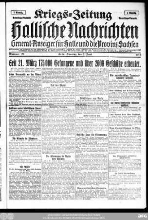 Hallische Nachrichten ; [...] ; Kriegs-Zeitung, Kriegs-Zeitung Vormittags-Ausgabe