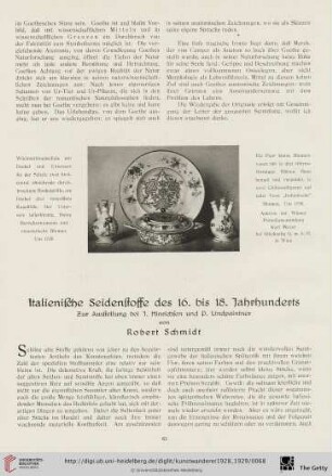 10/11: Italienische Seidenstoffe des 16. bis 18. Jahrhunderts : zur Ausstellung bei J. Hinrichsen und P. Lindpainter