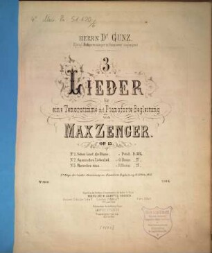 3 Lieder : für 1 Tenorstimme mit Pianoforte-Begl. ; op. 15