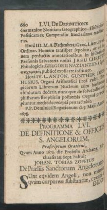 Programma LVI. De Definitione & Officiis S. Angelorum