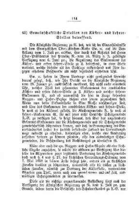 Gemeinschaftliche Dotation von Küster- und Lehrer-Stellen betreffend : [IV. Elementarschulwesen]