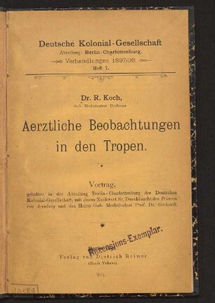 Aerztliche Beobachtungen in den Tropen : Vortrag
