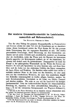Der moderne Grammatikunterricht im Lateinischen, namentlich auf Reformschulen