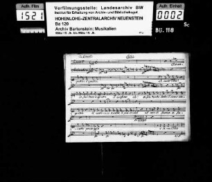 Nicolo Jommelli: Aria / Quando sara quel di etc. / à / Due Violini / Viola e Basso: / Del Sig. Nicolo Jommelli / [aus: La Clemenza di Tito]; Ms.ca. 1790; Erstaufführung der Oper Stuttgart 1753.