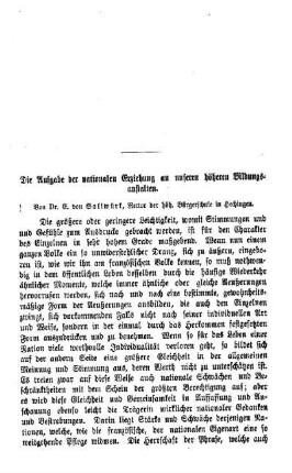 Die Aufgabe der nationalen Erziehung an unseren höheren Bildungsanstalten