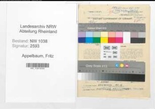 Entnazifizierung Fritz Appelbaum , geb. 05.06.1912 (Beamter)